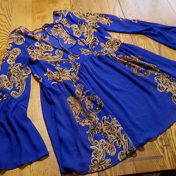 Free People Womens XS SHEER Dress PURPLE Preowned Floral Flowers Casual Work - Picture 2 of 10